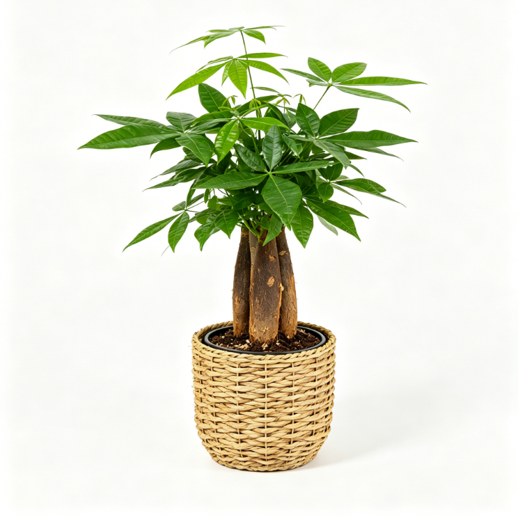Amiran Jon Wireless Costa Farms Live Money Tree Plant, Braided Pachira Aquatica Indoor Bonsai in Decorative Pot, 12-16 Inch Tall Easy Care Houseplant